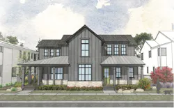front elevation of The Union multigenerational house design by DTJ Design front elevation of The Union multigenerational house design by DTJ Design