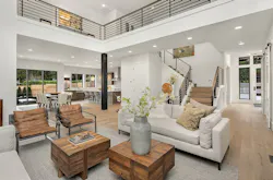 Dahlin Group design for The Delhi view of the interior with kitchen and living room Dahlin Group design for The Delhi view of the interior with kitchen and living room