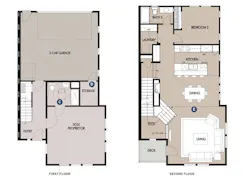 first and second floor plans of the Plan 3 live/work design by Dahlin Group first and second floor plans of the Plan 3 live/work design by Dahlin Group