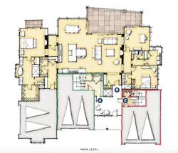 Main-level plan for DTJ Design's Mountain Triplex home design Main-level plan for DTJ Design's Mountain Triplex home design