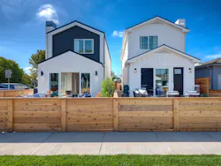 Back view of two Thomas James Homes duplexes on split lot Back view of two Thomas James Homes duplexes on split lot