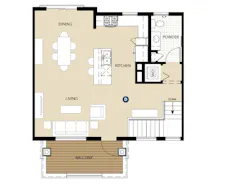First floor floor plan of the Portside Ventura Harbor Townhomes First floor floor plan of the Portside Ventura Harbor Townhomes