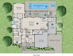 First floor of Traditional Family Living house plan designed by Donald F. Evans First floor of Traditional Family Living house plan designed by Donald F. Evans