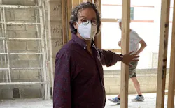 The New American Home 2021 designer Phil Kean on site with a protective face mask for COVID-19 protection The New American Home 2021 designer Phil Kean on site with a protective face mask for COVID-19 protection