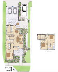 First and second floor plans for Larry W. Garnett's Chisolm Trail home design First and second floor plans for Larry W. Garnett's Chisolm Trail home design