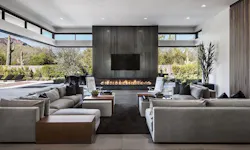 Clerestory windows with a fireplace in the living space Clerestory windows with a fireplace in the living space