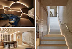 LED lighting used creatively on stairs, in a home theater, and in a wine room LED lighting used creatively on stairs, in a home theater, and in a wine room