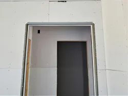 Best practice for saddling drywall at door opening Best practice for saddling drywall at door opening