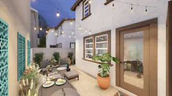 Side yard in Solana Plan 4 designed by Kevin L. Crook Architect Side yard in Solana Plan 4 designed by Kevin L. Crook Architect