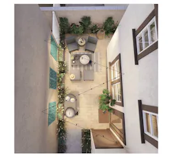 Outdoor living space at Solana Plan 4 designed by Kevin L. Crook Architect Outdoor living space at Solana Plan 4 designed by Kevin L. Crook Architect