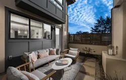 Side yard outdoor living in Dahlin Group's design for the Bungalows at Bellaterra Side yard outdoor living in Dahlin Group's design for the Bungalows at Bellaterra