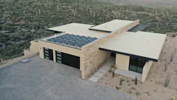 Solar panels on the garage roof of the Desert Comfort Idea Home in Arizona Solar panels on the garage roof of the Desert Comfort Idea Home in Arizona