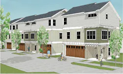 Larry Garnett design for The Pinnacle townhomes, front of homes Larry Garnett design for The Pinnacle townhomes, front of homes