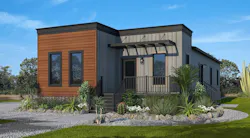 Exterior of Genesis Homes' Glacier model at the 2024 Show Village Exterior of Genesis Homes' Glacier model at the 2024 Show Village