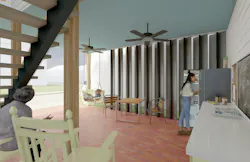 Shot in the Dark modified shotgun house, Rae Atkinson, Rice University Rice University housing for weather events Porch Space Shot in the Dark modified shotgun house, Rae Atkinson, Rice University Rice University housing for weather events Porch Space