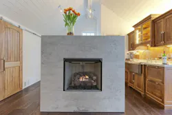 Custom gray stone fireplace Custom gray stone fireplace