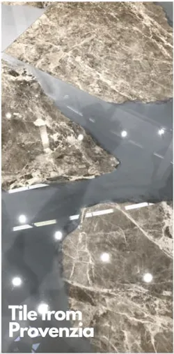 provenzia's large slab shows blue resin on stone provenzia's large slab shows blue resin on stone