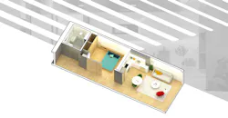 Isometric rendering of Cassette stackable modular apartment unit Isometric rendering of Cassette stackable modular apartment unit