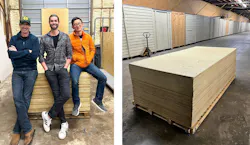 Founders of alternative structural panel company Plantd and their product Founders of alternative structural panel company Plantd and their product