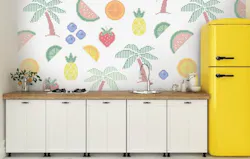 Artaic GLYPH Collection Storytime Fruit Smoothie Custom Kitchen Yellow Refrigerator Artaic GLYPH Collection Storytime Fruit Smoothie Custom Kitchen Yellow Refrigerator
