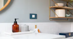 Bathroom vanity featuring Adorne wall plate on backwall Bathroom vanity featuring Adorne wall plate on backwall