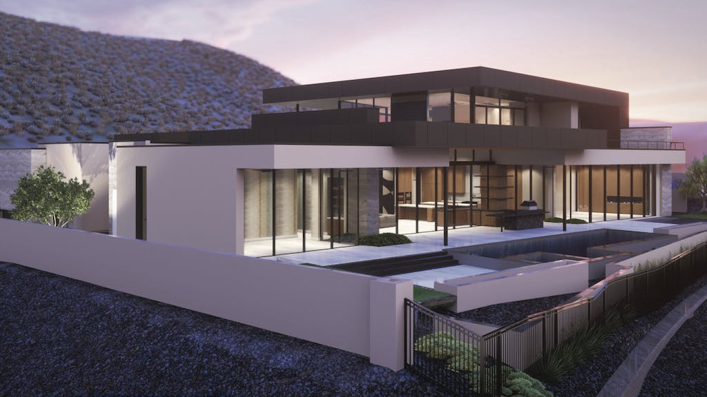 Rendering of the rear elevation of the The New American Home 2025