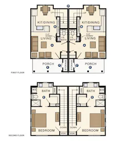 Floor plans for The Hampton single-family build-to-rent homes. Floor plans for The Hampton single-family build-to-rent homes.