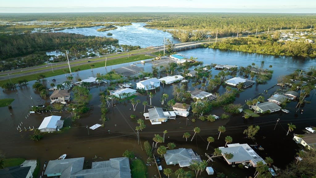 A residential area in Florida flooded in the aftermath of a hurricane