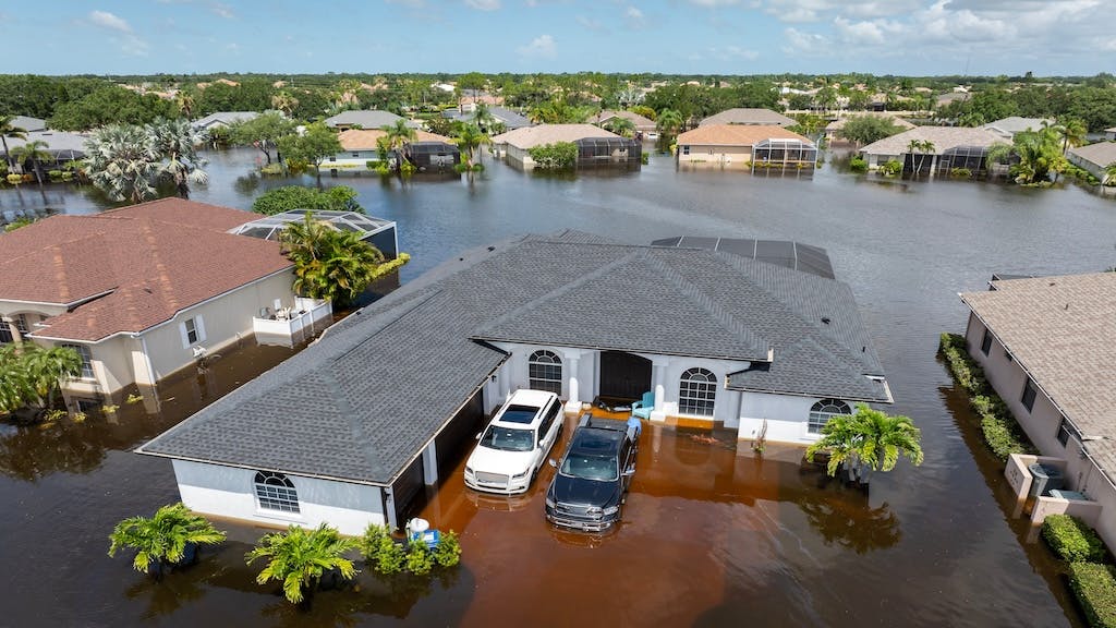Homes in the Southeastern U.S. flooded from a natural disaster