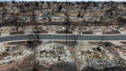 A residential area in the aftermath of a wildfire A residential area in the aftermath of a wildfire