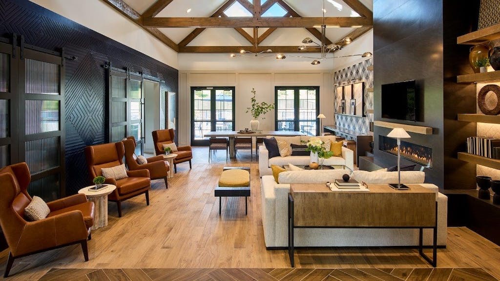 The clubhouse at The Grove at Upper Saddle River offers residents abundant opportunities for relaxing and gathering in its inviting lounge areas.