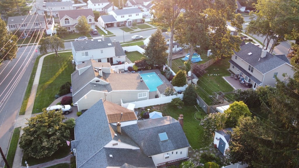 Aerial view of homes in Suffolk County, N.Y.