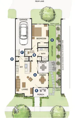 Floor plan for Enclave Bungalow 2 designed by Larry W. Garnett Floor plan for Enclave Bungalow 2 designed by Larry W. Garnett