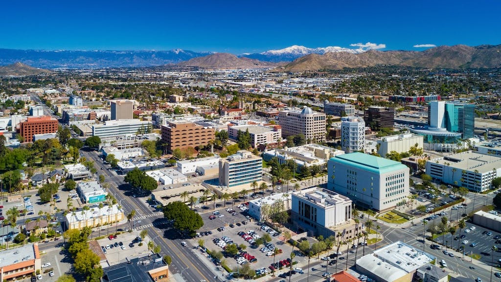 Aerial view of Riverside, Calif., one area identified as being at risk of a housing market downturn