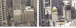 Before and during construction of the adaptive reuse project at the iconic Chicago Tribune building Before and during construction of the adaptive reuse project at the iconic Chicago Tribune building