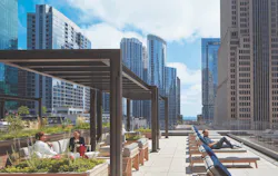 Rooftop lounge at the renovated Chicago Tribune building Rooftop lounge at the renovated Chicago Tribune building