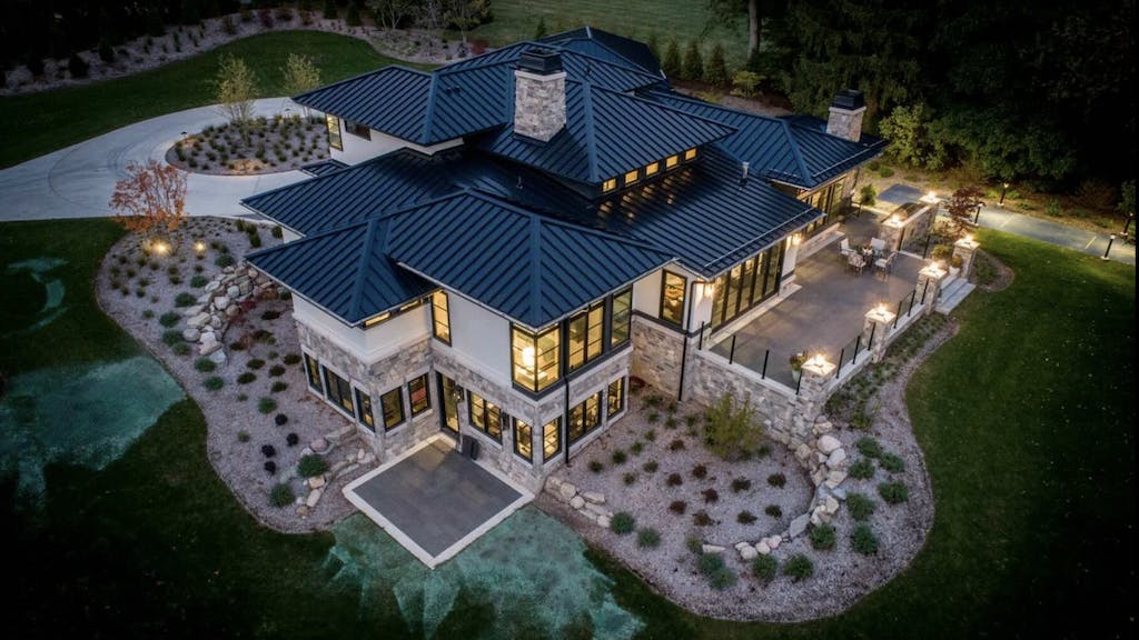 A rendering of a home with fire safety measures incorporated into its design.