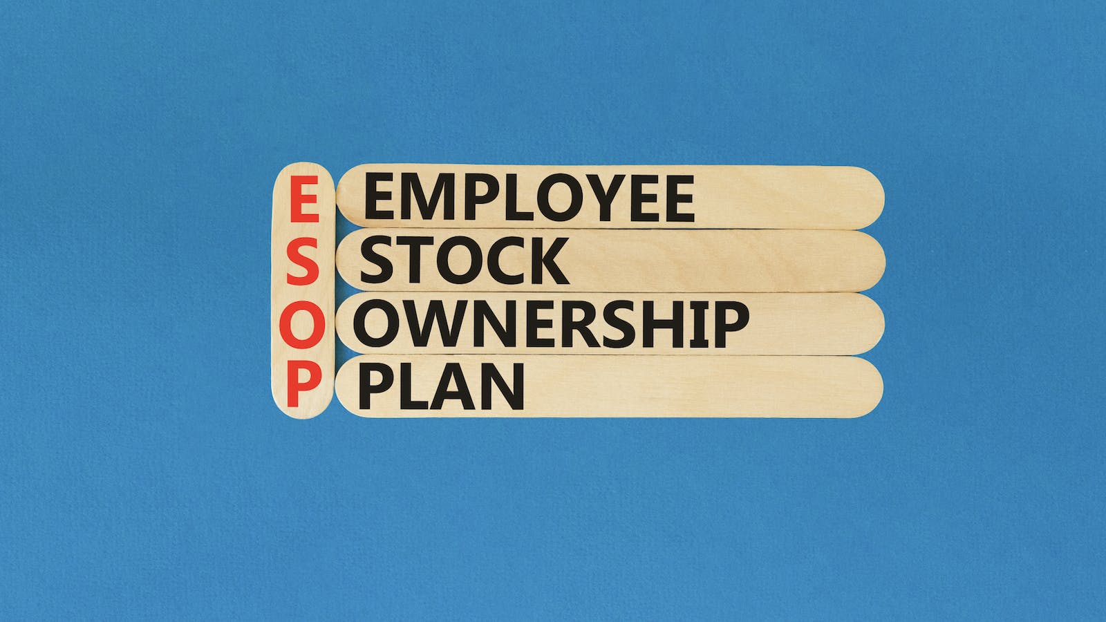 ESOP (employee stock ownership plan) spelled out.