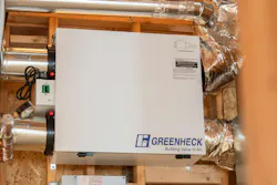 Greenheck’s SYNC180™ ERV, powered by an EC motor with Constant CFM adaptive, variable-speed technology, features best-in-class core efficiency of 84% SRE. Greenheck’s SYNC180™ ERV, powered by an EC motor with Constant CFM adaptive, variable-speed technology, features best-in-class core efficiency of 84% SRE.