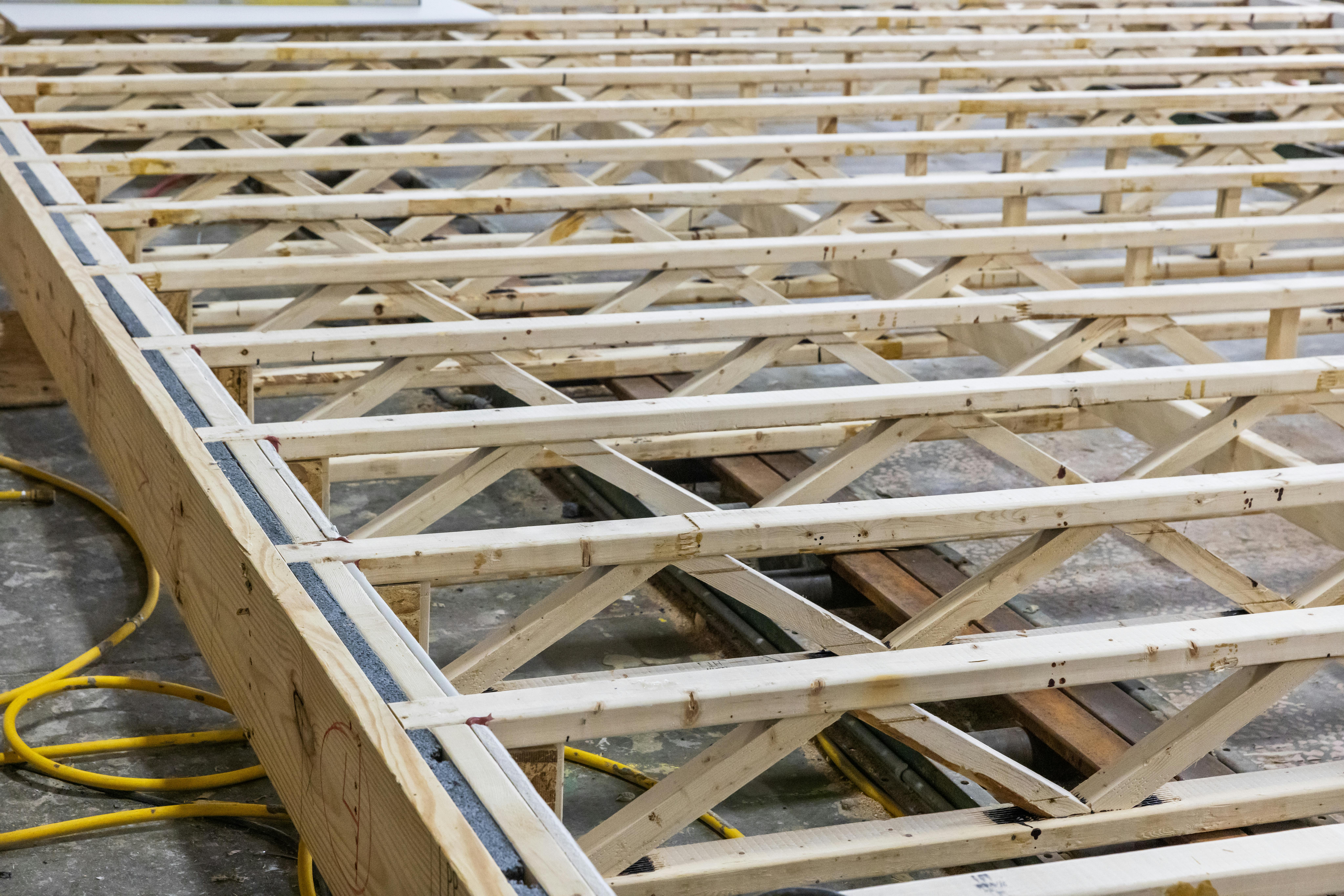 Open Joist truss system assembly for The Picket Fence Idea Home