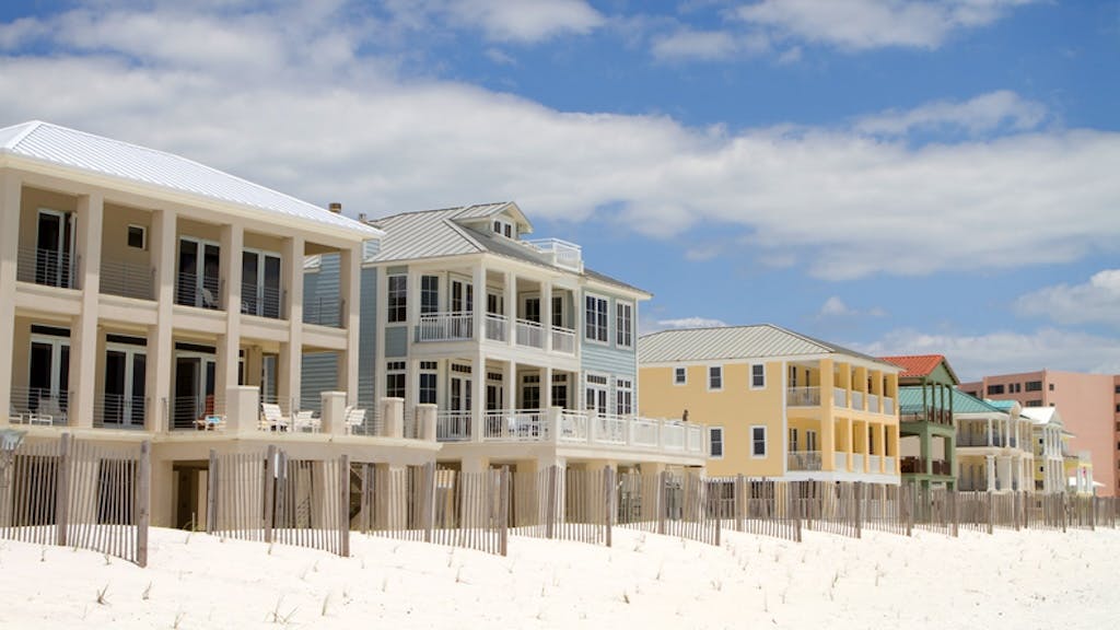 A row of vacation homes on Florida beach