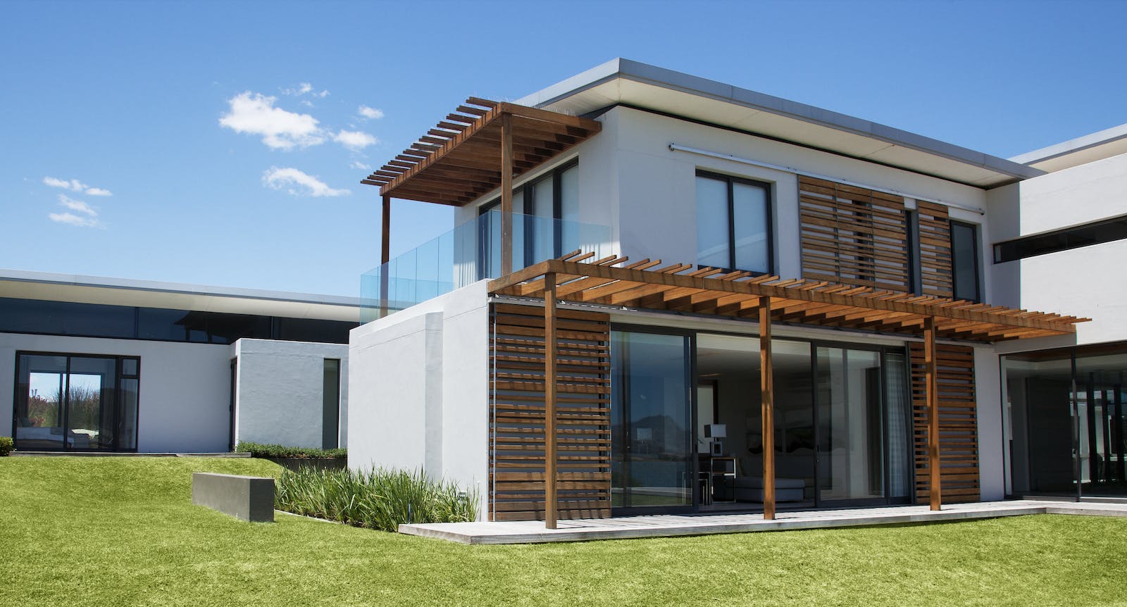 A modern home with a flat roof