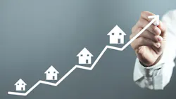 Houses along upward pointing arrow indicate an increase in home prices Houses along upward pointing arrow indicate an increase in home prices