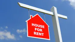 A sign indicating a single-family home for rent A sign indicating a single-family home for rent