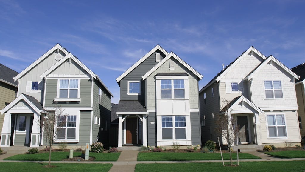 Row of new-construction homes