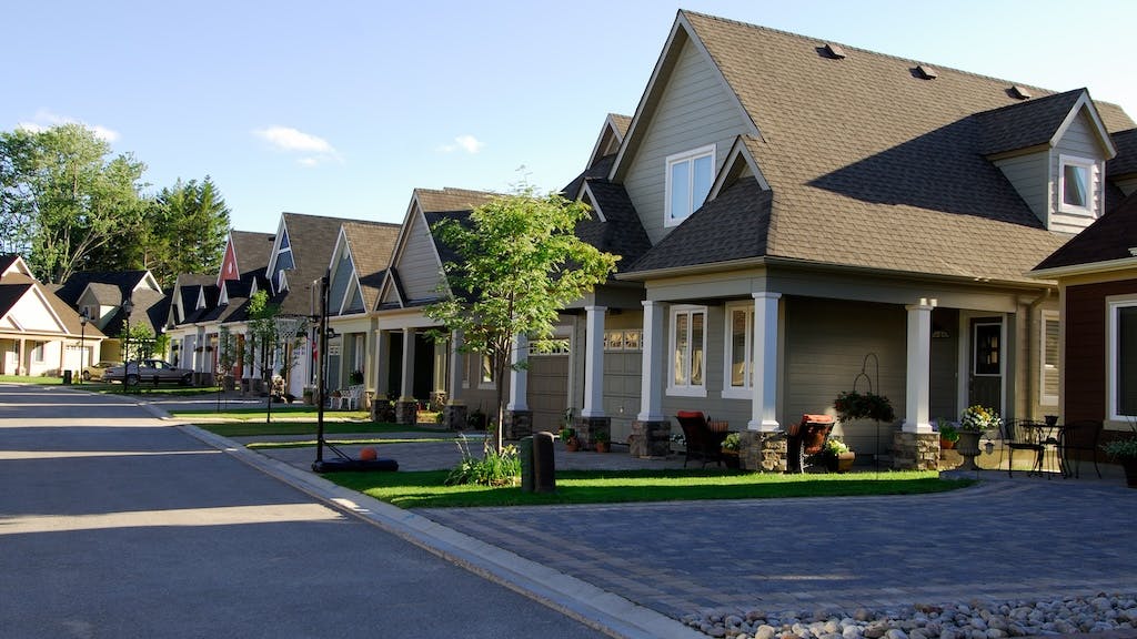 Row of newly constructed houses