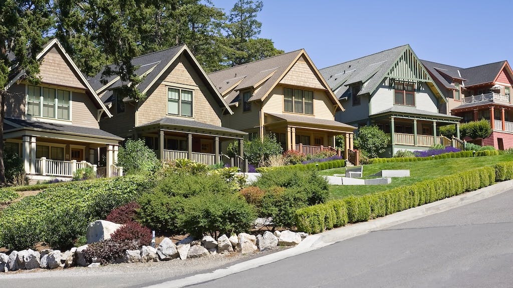 Row of homes on a hilly street
