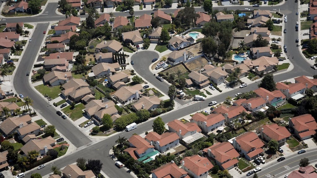 Aerial view of residential neighborhood
