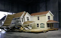 This high-wind test by IBHS shows the difference in performance between a home built to current codes and one to its voluntary above-code Fortified standard, which also has been verified in the wake of real-world hurricanes and other wind events. IBHS also conducts tests mimicking wildfire conditions. This high-wind test by IBHS shows the difference in performance between a home built to current codes and one to its voluntary above-code Fortified standard, which also has been verified in the wake of real-world hurricanes and other wind events. IBHS also conducts tests mimicking wildfire conditions.