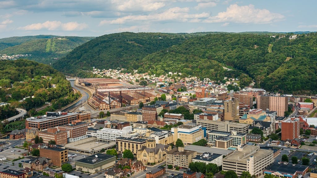 Aerial overview of Johnstown, Pa.